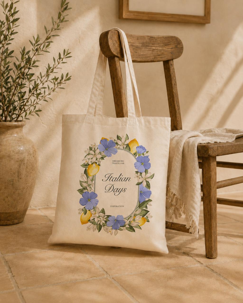 Botanical pattern canvas tote bags
