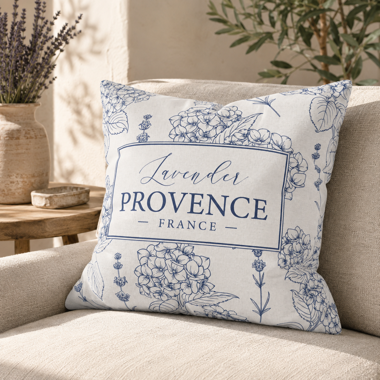 Lavender Provence Pillow Cover | Blue Botanical Decor