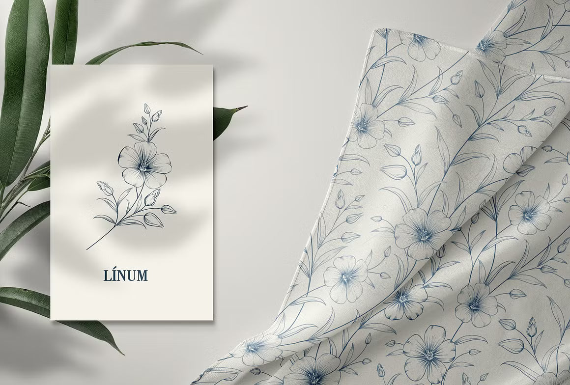Bloom floral line art linum flower motif