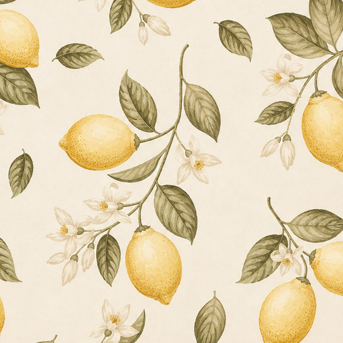Lemon branch pattern with citrus blossoms