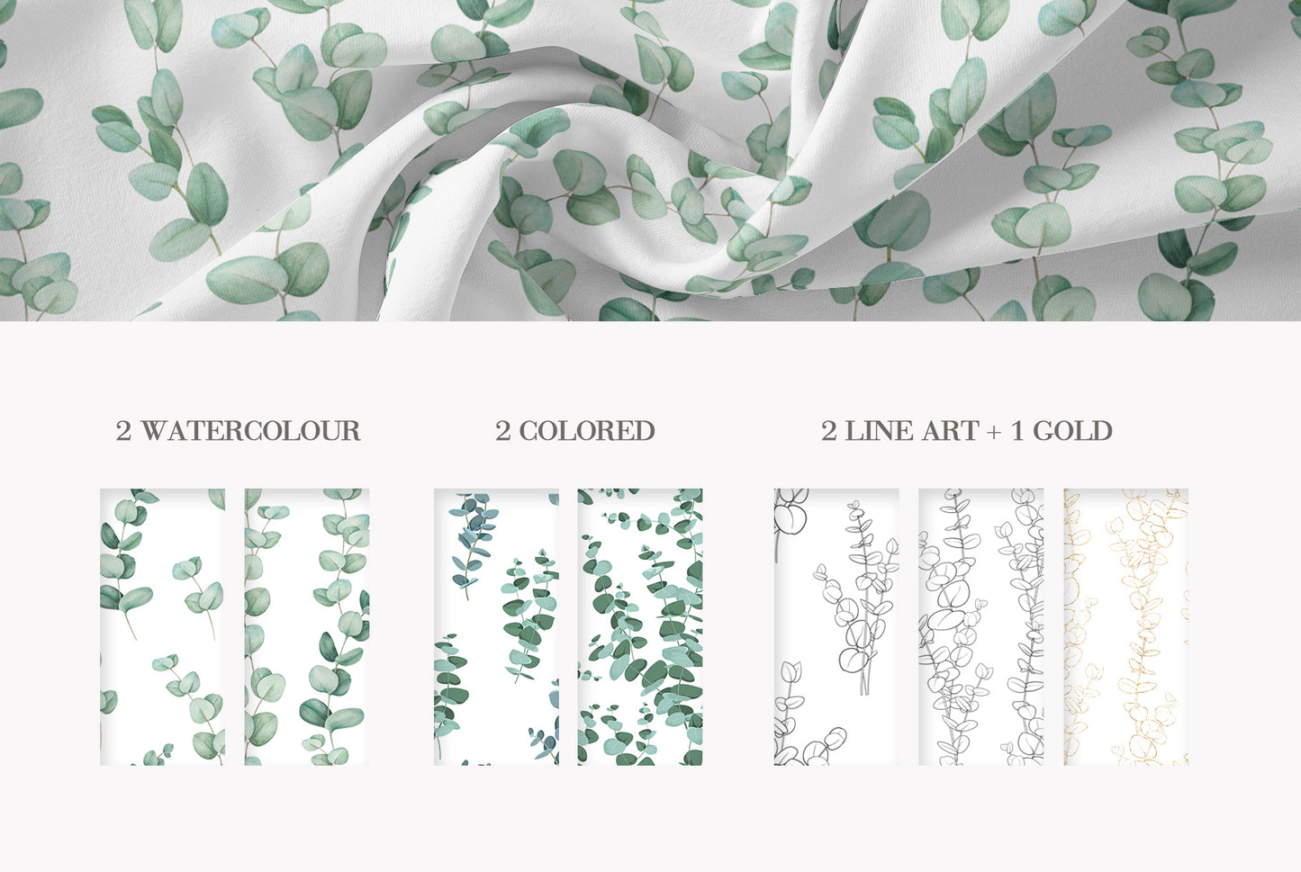 Gold foil eucalyptus branches and wreaths clipart preview