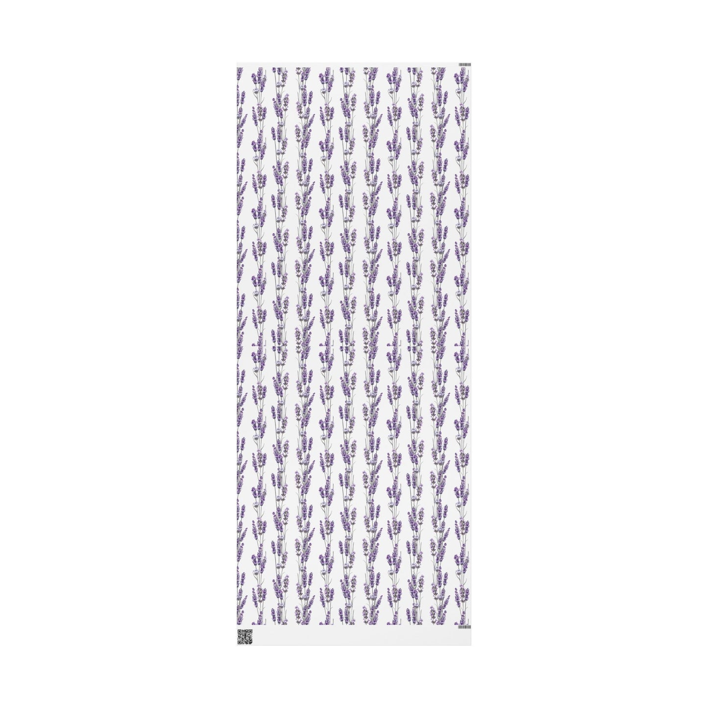 Flat lay of lavender sprig floral wrapping paper pattern, 30 by 72 inch sheet