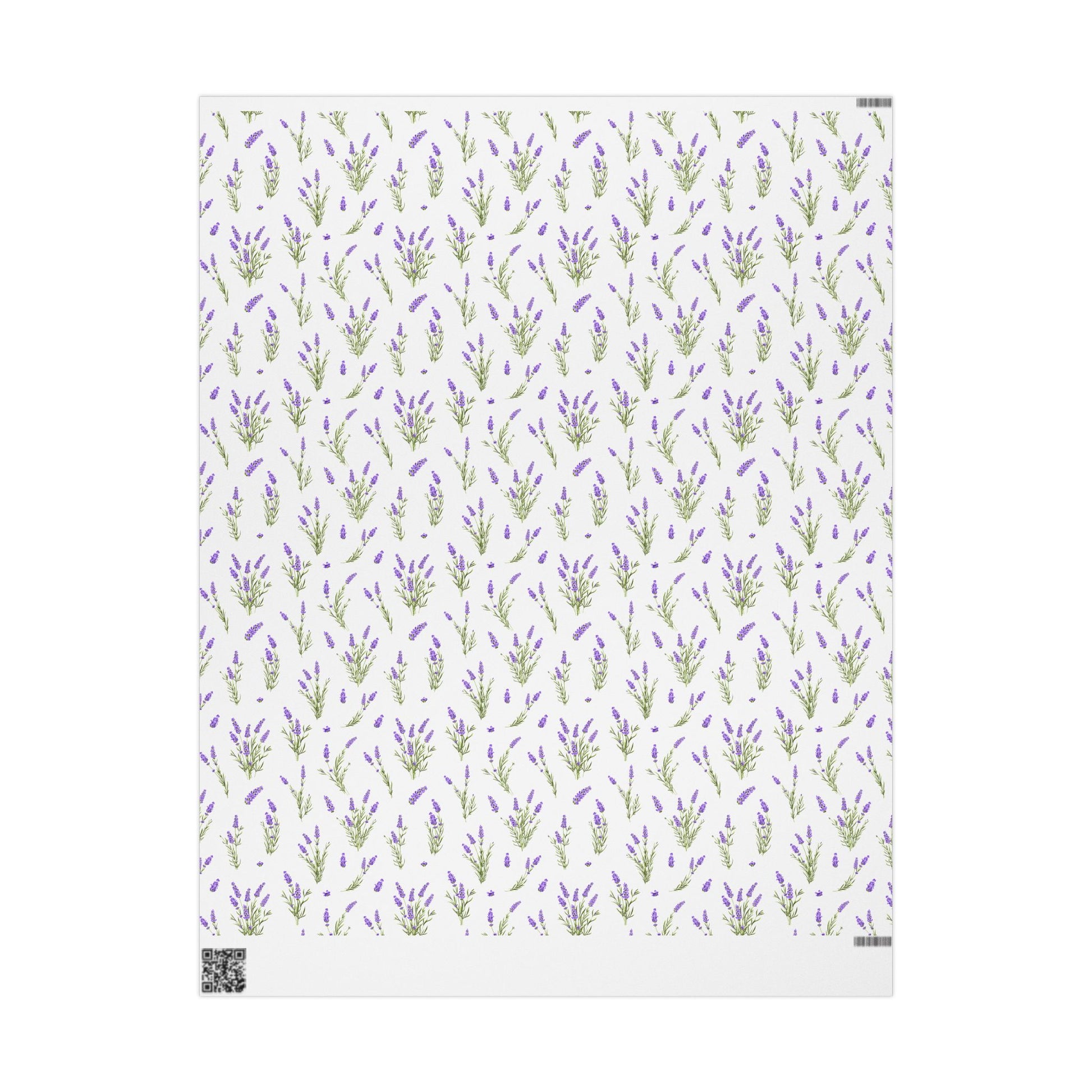 Lavender sprigs wrapping paper pattern shown in the 30 x 36 inch matte format