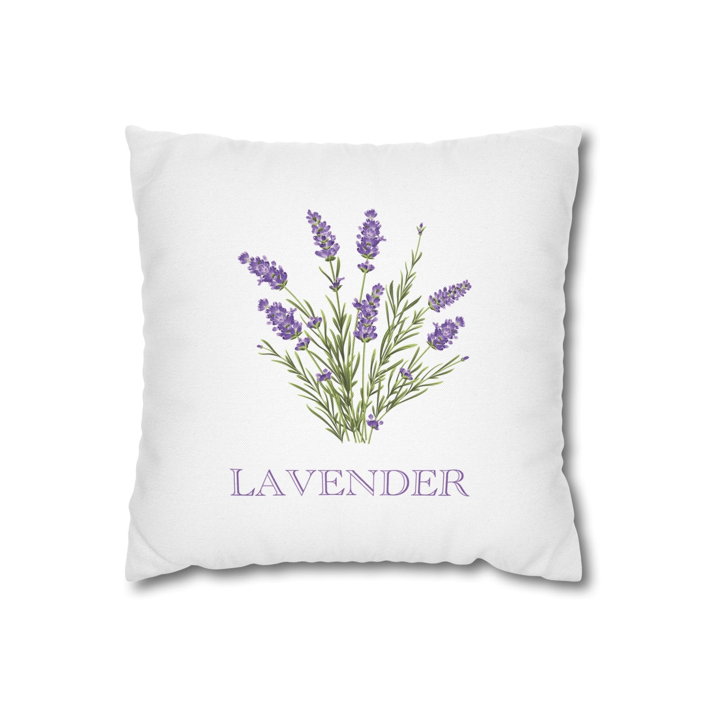 Provence lavender botanical pillow cover with floral bouquet and typography