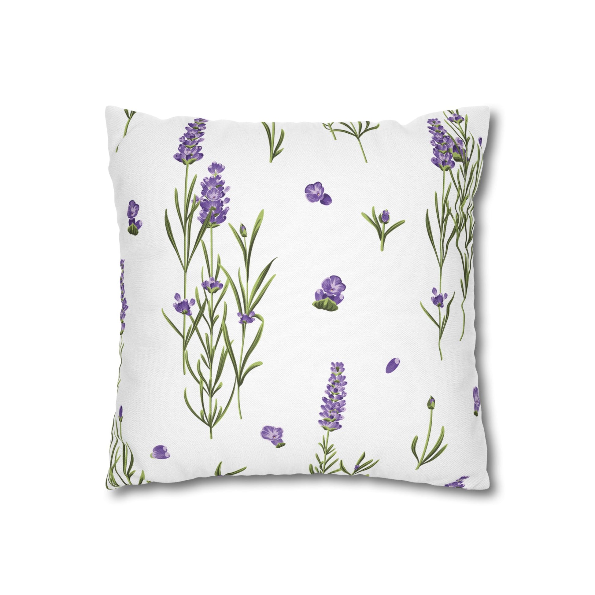 Provence lavender pillow cover with scattered botanical sprig pattern